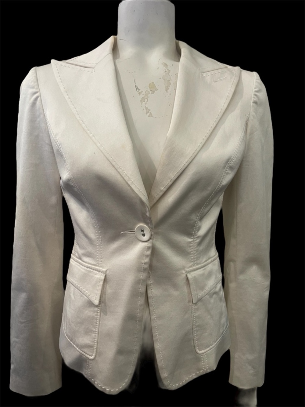 bebe White Tailored Single-Button Blazer